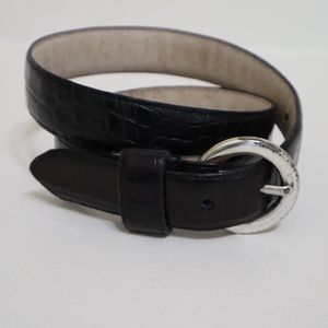 Kenneth Cole Black Croc Embossed Leather Belt